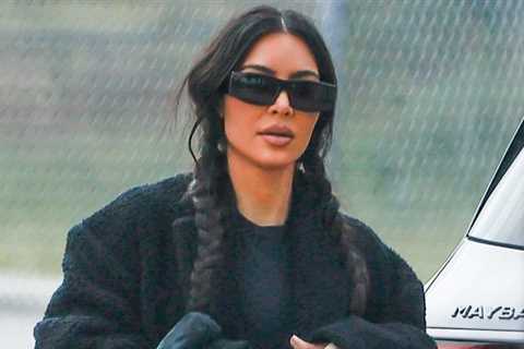 Kim Kardashian wears her hair in a ponytail to the Son Saint soccer game