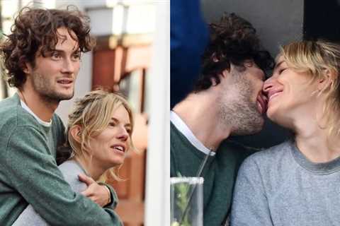 Sienna Miller and boyfriend Oli Green share a steamy kiss over lunch in London